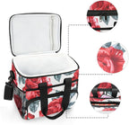 Red Rose Flower Cooler Bag Insulated Cooler Soft Sided Cooler 24 Can Portable Picnic Bag Large Leakproof Lunch Bag Box for Beach Grocery Camping Travel Car Men Women