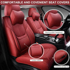 Auto Car Seat Covers Accessories Front Seat Leather Cushion Protector Breathable Waterproof Seat Cover for Cars Universal Fit (Wine, Front Pair)
