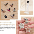 OLYCRAFT 6pcs Star Moon Natural Stone Car Air Vent Clips with Hook Gemstone Car Vent Clips Quartz Crystals Car Vent Clips Teardrop Stones with Copper Wire for Car Air Vent Accessory -6 Styles