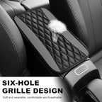 Car Center Console Cushion Pad, 12.6 × 7.48 Inches Waterproof Car Armrest Seat Box Cover, PU Leather Armrest Cover Protector for Most Vehicle, Universal Car Interior Accessories (Black+Gray)