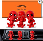 Skull Car Air Freshener Vent Clips, Goth Decor Interior, Gothic Halloween Cool Decoration Horror Skeleton Dashboard Accessories Spooky, Cute Funny Gifts for Men Women