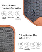 Owleys Premium Leather Car Seat Protector 2 Pack for Child Car Seat Cover from Dirt - Infant Car Seat Protector for Back Seat/Front Booster Under Baby Waterproof Hexy