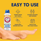 Arm & Hammer Invisible Foot Powder Spray, Clear Talc-Free Sweat Control, Odor Eliminating Foot Spray For Men & Women, 7 Oz (3 Pack)