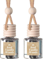 C&E Craft Co Hanging Car Air Freshener Diffuser 2 Pack, Long Lasting Fragrance Oil Car Freshener, Glass Bottle Auto Air Freshener, Made in USA (Iced Vanilla Woods)