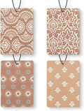 Boho Neutral Floral Car Air Freshener 4 Pcs, Terracotta Sunshine Damask Floral Hanging Air Freshener for Cars Closet Drawer Books, Boho Flower Car Accessories for Women
