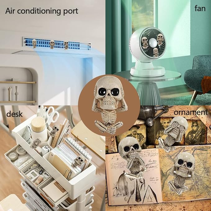 Car Air Freshener Vent Clips 3 Pack Car Accessories for Men Women, Cute Skull Auto Air Conditioner Vent Clips Decor, for Car Office Kitchen Home Halloween Christmas Gift