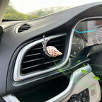 Snail Air Vent Clip Natural Conch Shell Made Car Air Freshener Outlet Clip Cute Animal Car Accessories for Women Refillable Car Diffusers Clips (White Yellow)