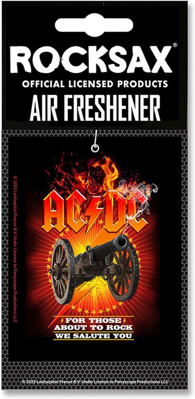 Rocksax AC/DC For Those About To Rock Hanging Air Freshener – Vanilla Car Air Freshener for Home & Office – Double-Sided Print Rock Band Memorabilia Car Fresheners
