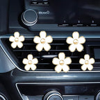 Daisy Air Vent Clip Flower Decoration - Air Conditioning Outlet Freshener for Car Interior - Colorful Accessories Set for Women (SCENTED-White)