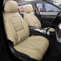 Car Seat Covers Full Set, 5Pcs Universal Leather Seat Covers for Cars, Waterproof Front and Rear Seat Covers, Breathable Automotive Seat Cover for Most Sedans, Trucks, SUVs, Beige
