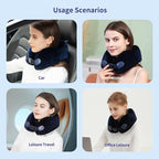 Neck Pillow for Airplane Travel Memory Foam - 360° Support for Long Flights & Car/Office Use, Machine Washable Pain Relief Pillow with Breathable Cover (Gemstone Blue)