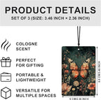 Vintage Dark Floral Witchy Moth Moon Butterfly Car Air Freshener 3 Pcs, Dark Cottagecore Botanical Hanging Air Freshener for Cars Closet Drawer Books, Gothic Flower Car Accessories for Women