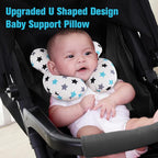 KAKIBLIN Baby Neck Pillow, Upgraded Baby Support Pillow, Head Pillows for Carseat, Newborn Neck Support for Car Seat, Stroller, Pushchair,Travel (White Star)