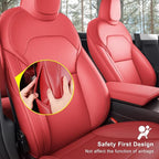 Car Seat Covers for New 2025 Tesla Model Y Juniper Nappa Leather Car Interior Seat Airbag Compatible Cushion Cover Full Set Custom Fit 2025-2026, Nappa Wine Red