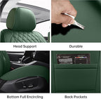 Car Seat Covers Full Set Purple, Luxury Faux Leather Waterproof Non-Slip Women Seat Protector Universal Fit for Most Cars SUVs Trucks Pick-ups,Car Interior Accessories (Green-Full Set)