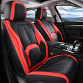 Coverado Seat Covers, Car Seat Covers Front Seats, 2 Pack Black and Red Leather Seat Covers, Waterproof Car Seat Protector with Lumbar Support, Front Seat Covers Universal Fit for Most Cars