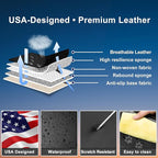 Fit Ridgeline Car Seat Covers for Honda Ridgeline 2007-2025 2026 - Premium Full Coverage Leather, Airbag Compatible, Waterproof & All Weather Seat Cushion Protector, Full Set, Black