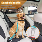 Removable Dog Seat Belt Harness for Car, 3 in 1 Pet Dog Car Seatbelt Leash, Retractable Restraint Secures to Vehicle Headrest & Adjustable Reflective Bungee Dog Seatbelt Tether, Blue