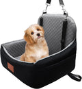 Small Dog Car Seat for Small Dogs Under 30 lbs, Memory Foam Pet Car Seat with Washable Cover, Safety Belts & Side Storage Pockets, Portable Travel Bed for SUV/Sedan (Black/Grey)