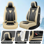 Fit Kona Car Seat Covers for Select Hyundai Kona 2018-2025 2026. Premium Leather, Waterproof， Breathable, Scratch-Resistant & All-Weather Seat Cushion Protector (Front Pair, Beige&Black)
