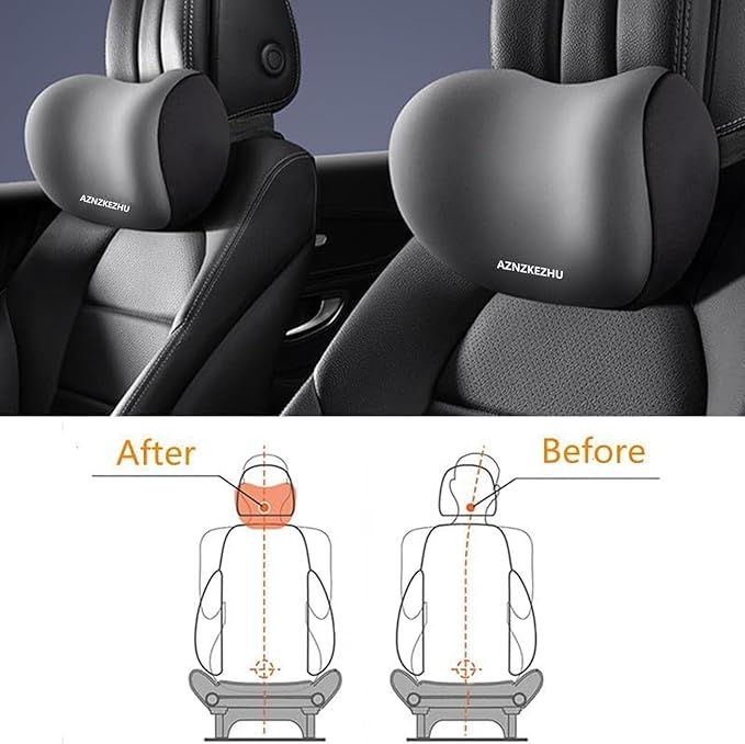 2025 Car Headrest & Lumbar Support Cushion, Car Lumbar Support Pillow and Neck Pillow Kit, Ergonomic Seat Headrest and Backseat for Neck Back Pain Relief (Brown)