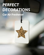 Trendy Retro Leopard Lucky 8 Ball Car Air Freshener 4 Pcs, Girly Cheetah Print Star Hanging Air Freshener for Cars Closet Drawer Books, Cute Girly Car Accessories Mirror Decor for Women