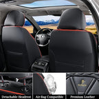 FLORICH Seat Covers for Cars, Waterproof Seat Covers, Leather Car Seat Covers 2 Pack, Universal Seat Cushion Protector for Most Cars Trucks SUV-Black&Red Line