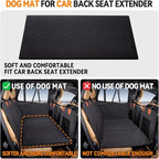 YJGF Dog Mat for Back Seat Extender for Dogs,Dog Bed for Car,Hard Bottom Car Seat Cover for Dogs,Pet Cover for Hammock for Car (Black, for car Back seat Extender)