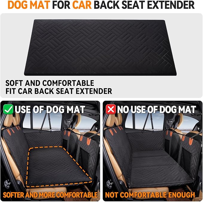 YJGF Dog Mat for Back Seat Extender for Dogs,Dog Bed for Car,Hard Bottom Car Seat Cover for Dogs,Pet Cover for Hammock for Car (Black, for car Back seat Extender)