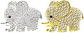 Honbay 2PCS Rhinestone Elephant Car Air Vent Clips - Car Air Freshener - Gold and Silver
