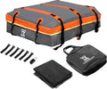 X AUTOHAUX 1000D PVC Waterproof Car Roof Bag Rooftop Cargo Carrier Bag Luggage Carriers for Cars with or without Rack Anti-Slip Mat 6 Door Hooks Set Gray - 20 Cubic Feet