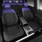 CAR PASS Nappa Leather Waterproof Car Seat Covers Two Front, 3D Foam Automotive Seat Covers with Memory Foam, Universal Fit for Cars SUV Truck Sedan, Airbag Compatible, Black Blue