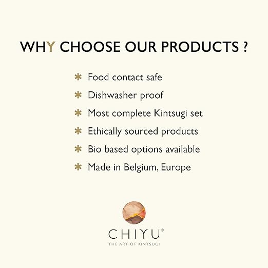 CHIYU Bio Kintsugi Repair kit: Bio Repair Kit - Gold & Silver - Bio Based - Gold Glue - Food Safe - The Most Complete and Durable Kintsugi kit