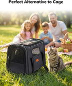 Morpilot Cat Carrier - Cat Carrier Soft for Small or Medium Cats up to 20lbs, with Sided Cushion, Secure Buckle and Foldable Bowl, Dog Carriers for Small Dogs (Dark Gray)