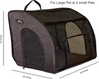 Soft Pet Travel Car Seat Crate for Large Size Dog or Cat - Folds Flat - Storage Bag Included - Black Color - Portable with Case