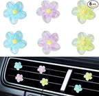 Cute Flower Car Vent Clips Accessories, 6Pcs Flower Pink Blue Yellow Car Vent Clips for Decoration, Cute Cars Vents Clip for Women Gifts