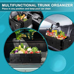 Sposuit Extra Large Trunk Organizer 98L Collapsible Car Storage Trunk Organizer with Removable Dividers & Adjustable Securing Straps for Car SUV Van