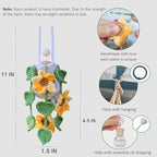Handmade Crochet Hanging Car Air Freshener - Sunny Sunflower Design, 12ml Refillable Thick Glass Bottle, Car Diffuser for Rearview Mirror, Home & Office Cheerful Decor
