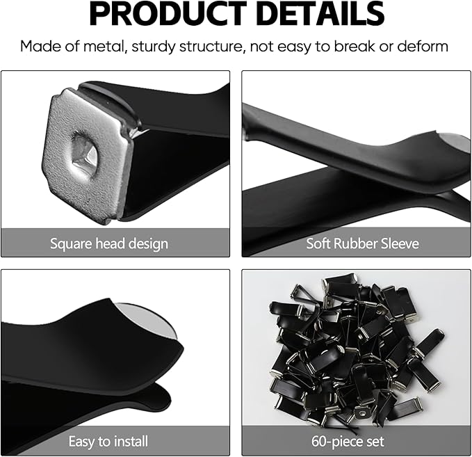 Wuyaoyao 60PCS Metal Car Air Vent Clips, 9mm Square Head Car Vent Clips, Automotive Air Freshener Clips Replacement, Vehicle Air Conditioner Outlet Clips Universal for Car Office Home