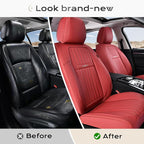 Coverado Car Seat Covers Front Seats, Seat Covers for Cars, Car Seat Protector, 2-Pack Car Seat Cushion Nappa Leather, Waterproof Seat Covers Carseat Cover Universal Fit for Most Cars Trucks(Red)