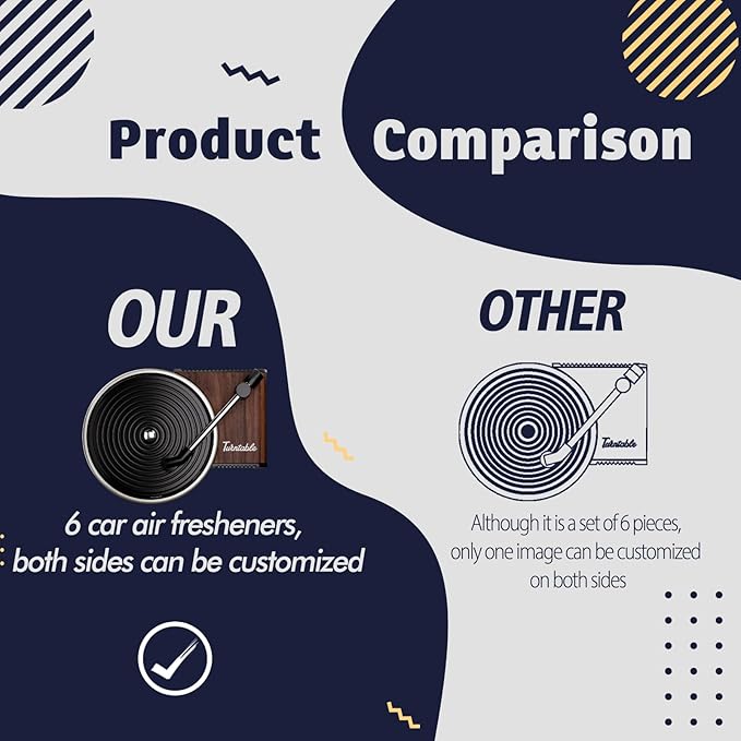Sonloka Personalized Car Air Freshener, Car Vent Decoration, Unlimited Creativity, Double Sided Printing Customized Car Diffuser with Picture. (L, 6 Pcs CD)