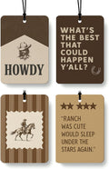 Vintage Western Car Air Freshener 4 Pcs Coconut Scented, Inspirational Rodeo Cowboy Car Accessories Mirror Decor for Women, Howdy Western Hanging Air Freshener for Cars Closet Drawer Books