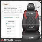 Coverado Automotive Seat Covers, Faux Leather Seat Covers Front Seat, Luxury Car Seat Covers, Seat Cushion, Front Driver Seat Covers, Car Seat Protector Truck Accessories Fit Most Cars, Black&Red