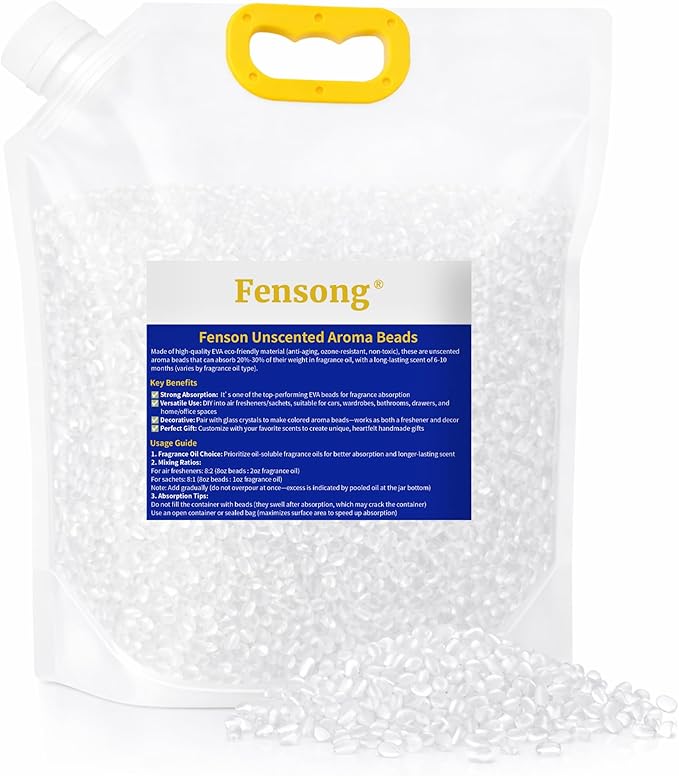 Unscented Aroma Beads for Car Freshies – 5lb Premium EVA Beads, Absorbs 28% Fragrance Oil, Heat Resistant DIY Freshie Supplies for Car & Home Scented Sachets