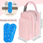 Breastmilk Cooler Travel bag with Ice Pack,Portable Breastmilk Cooler Bag with Buckle Handle,Insulated Breastmilk Storage Bag Cooler,Pink