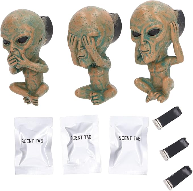 3 Piece Car Air Vent Clips, Alien Shape Decorative Cars Air Freshener Clips Cute Alien Air Conditioning Outlet Clip Cars Fragrance Accessories