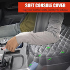 Center Console Cover for Chevy Silverado/GMC Sierra 2019-2025, Tahoe/Suburban/Yukon 2021-2024 2025, Vinyl Leather Console Lid Cushion Silverado Accessories, Bucket Seat (Black)