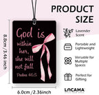 Lacama Christian Car Air Freshener 3Pcs，Coquette Pink and Black Bow Christian Bible Verse Cars Scents Air Freshener for Women Girls Gifts, Religious Car Accessories Interior Mirror Decor Hanging