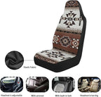 ELEQIN Car Seat Covers Two Front Only for Car, Brown Aztec Geometric Automotive Interior Covers, Quick Setup Universal Fit Seat Covers for Car, Truck, SUV