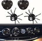 4 Pcs Black Bling Spider and Heart Car Air Fresheners Vent Clips Diffuser Vent Clip Rhinestone Diamond Decoration Car Interior Decor Cute Accessories for Women, Automotive Air Fresheners